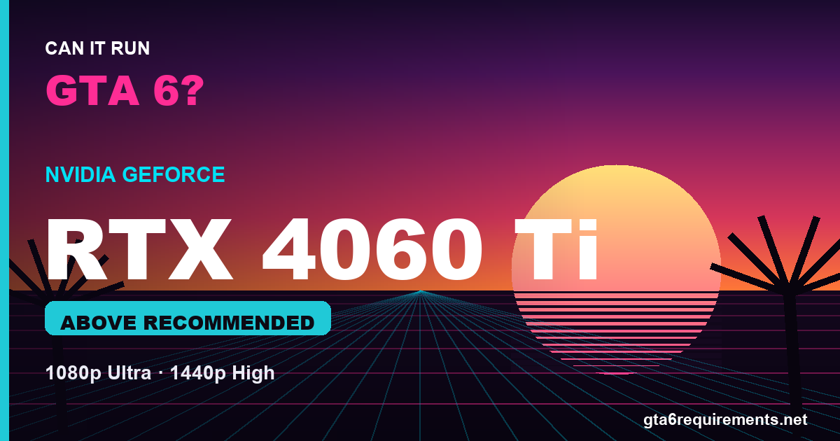 RTX 4060 Ti GTA 6 performance - Above Recommended