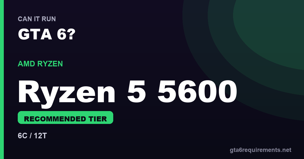 Ryzen 5 5600 GTA 6 performance - Recommended Tier